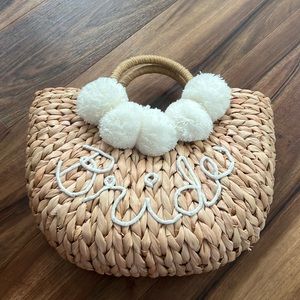 Straw Bride Pom Pom Bag